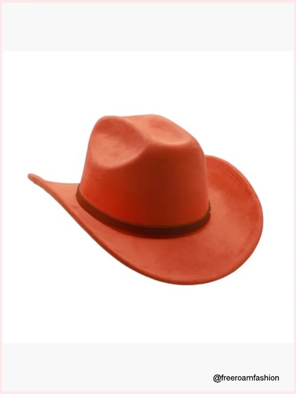 Unisex Wide Brim Felt Cowboy Hat with Buckle Belt Adjustable